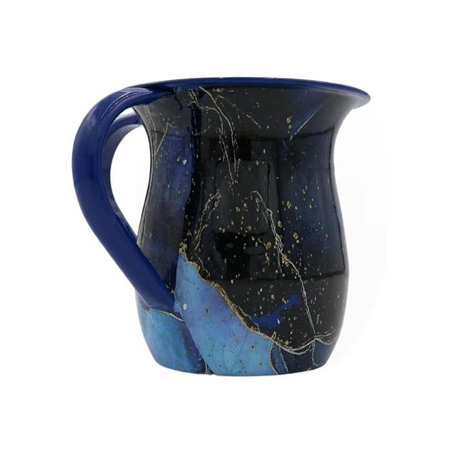 Majestic Giftware Stainless Steel Washing Cup for Netilat Yadayim - WC775 | 5.5" Judaica Wash Cup Negel Vasser with Dual Handles for the Jewish Ritual (Gold/Royal Marble)