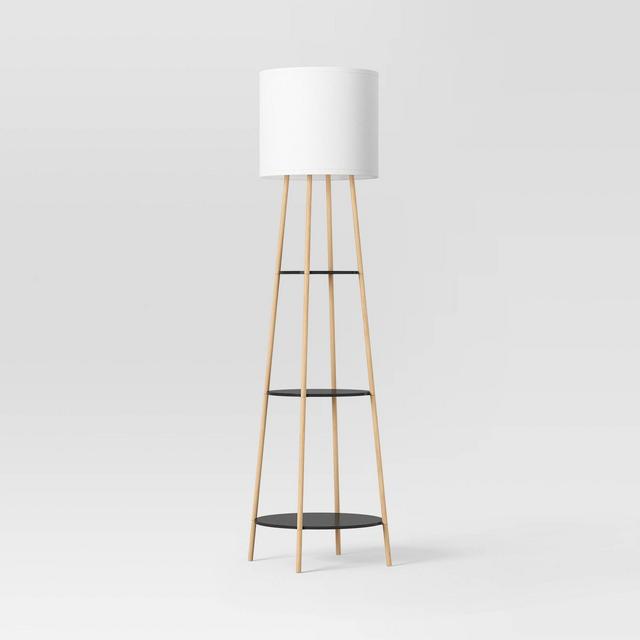Floor Lamp with Shelves Black/Natural - Threshold™