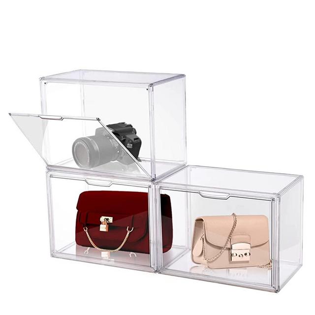 Attelite Plastic Purse and Handbag Storage Organizer for Closet, Clear  Acrylic Display Case with Magnetic Door for Wallet, Book, Cosmetic, Toys