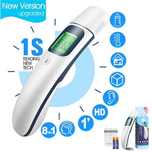 [2020 Upgraded]New Digital Medical Forehead and Ear Thermometer 8-in-1 Professional Infrared Temporal Fever Thermometer 1s Instant Accurate Reading for Baby Kids Adults Indoor Outdoor