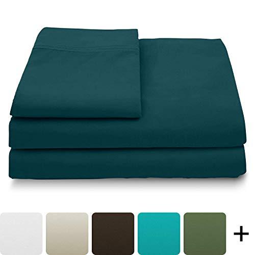 Cosy House Collection Luxury Bamboo Bed Sheet Set - Hypoallergenic Bedding Blend from Natural Bamboo Fiber - Resists Wrinkles - 4 Piece - 1 Fitted Sheet, 1 Flat, 2 Pillowcases - King, Dark Teal