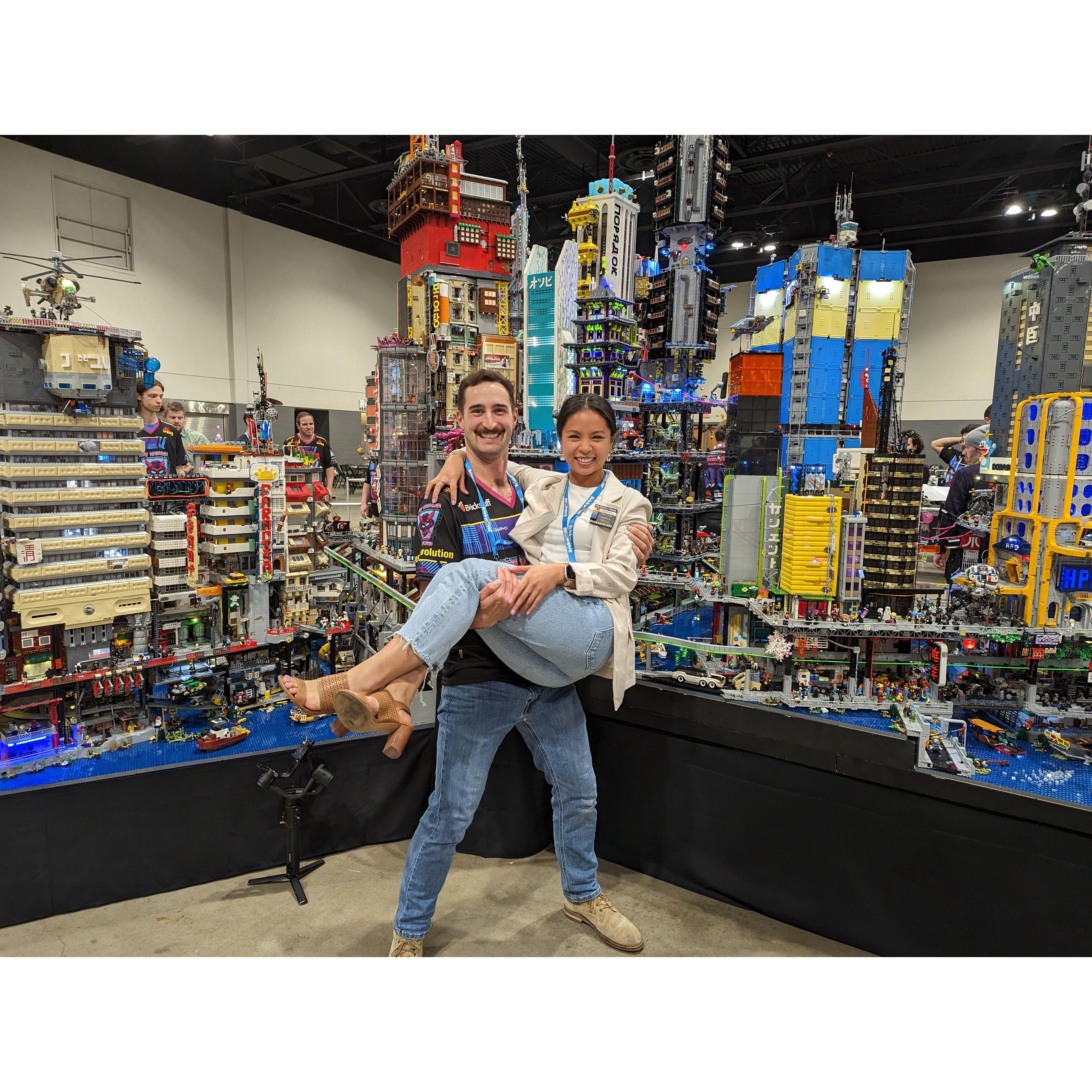 Building the largest collaborative Lego build in history- the minifig scale cyberpunk city New Hashima! Chicago June 2023