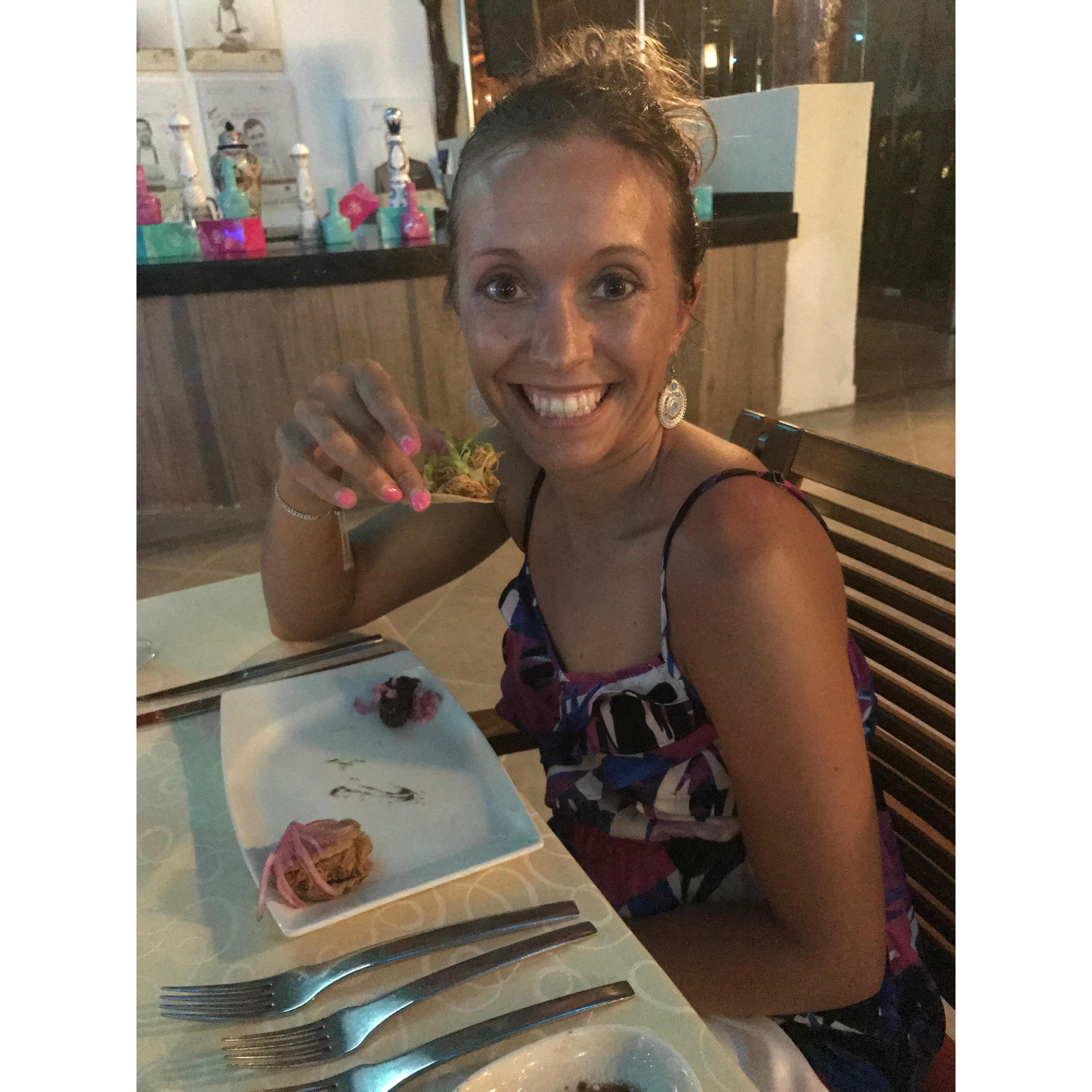 Fun at the Culinary Experience restaurant Fuentes - they cook the food in front of you and explain how the drinks pair with the food