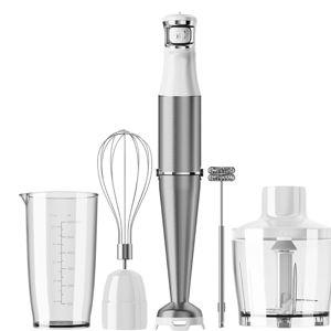 Immersion Blender Handheld Corded Hand Blenders Set 1100W, Trigger Variable Speed 5 in 1 Stick Emulsifier with Chopper, Whisk and Frother for Soup, Baby Food and Smoothies, White