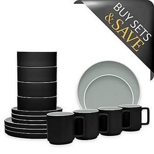 Noritake® ColorTrio Stax 16-Piece Dinnerware Set in Graphite