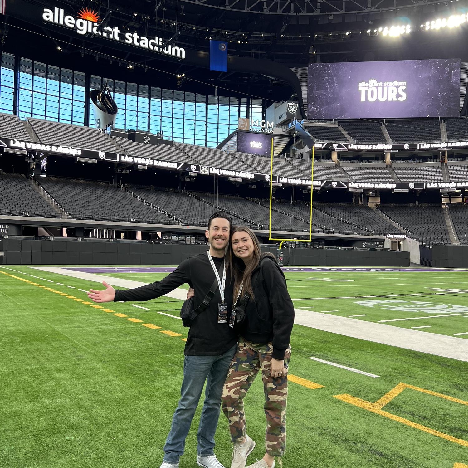 Us visiting the new Raiders Stadium.