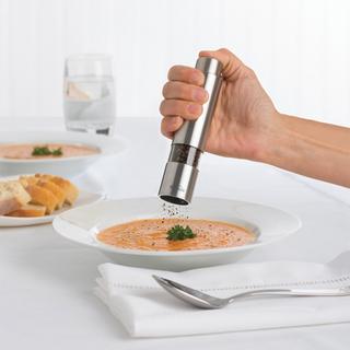 Stainless One-Hand Thumb Pepper Mill
