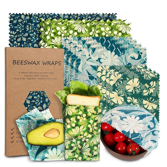 Reusable Beeswax Wrap, 11 Pack Eco-Friendly Beeswax Wraps For Food, Organic, Sustainable, Biodegradable, Zero Waste, Plastic-Free Food Storage (Flowers and Leaves)