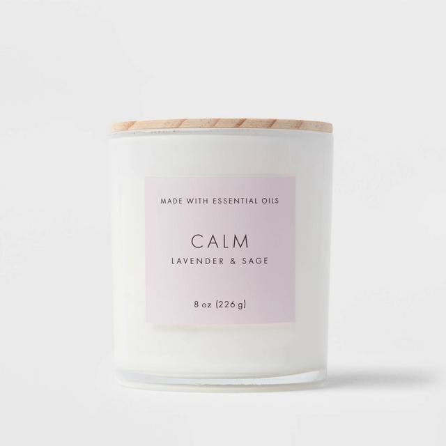 8oz Wood Lidded Glass Wellness Calm Candle - Project 62™