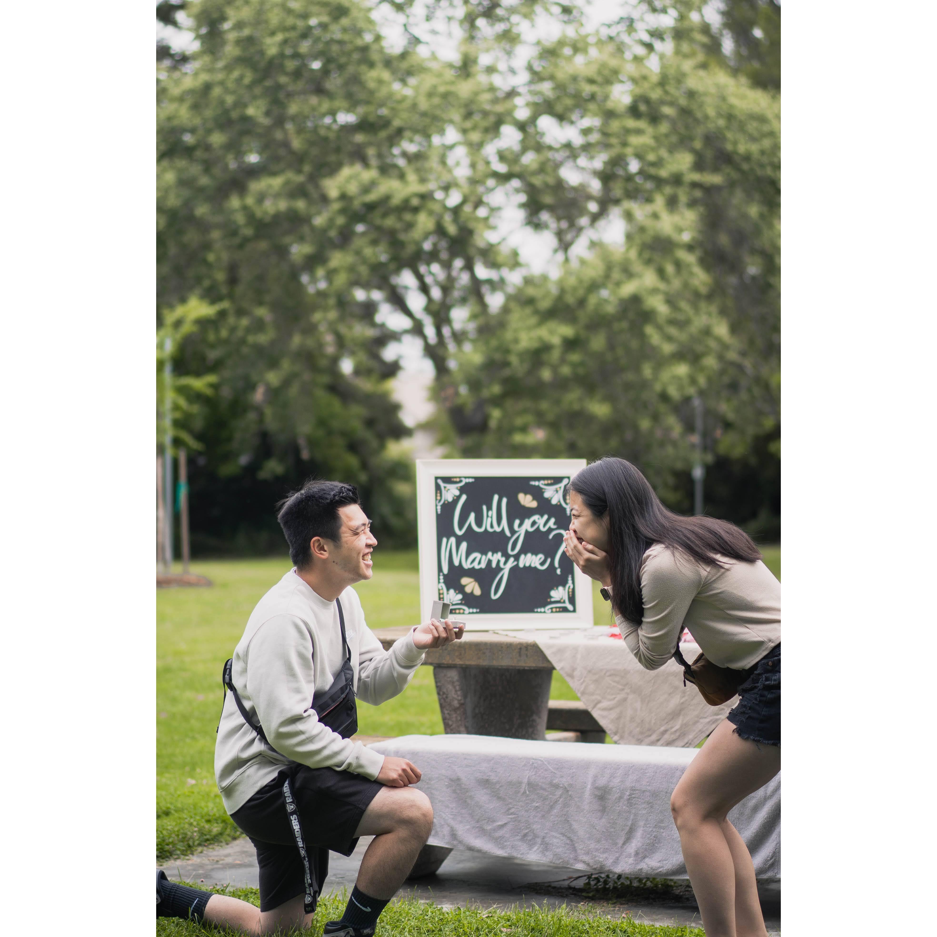 Thank you Nathalie for the sign and Andrew for capturing the moment of Kimberly and Caleb's engagement on 06/05/2022!