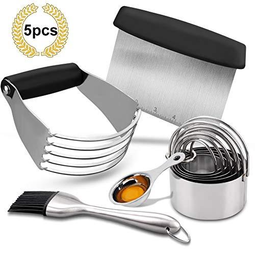 Pastry Cutter Set, EAGMAK Pastry Scraper and Dough Blender, Stainless Steel Dough Cutter Scraper Blender Set, Professional Heavy Duty Baking Dough Tools for Home Kitchen