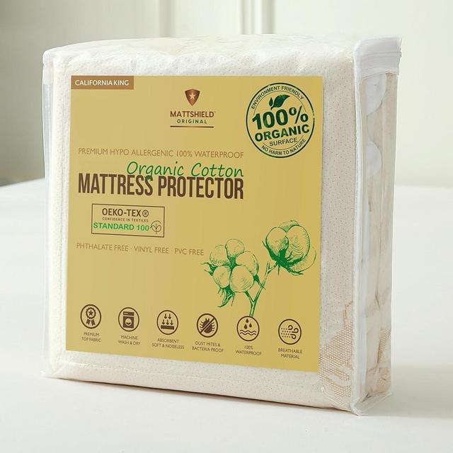 Waterproof Organic Mattress Protector California King - Organic Cotton Hypoallergenic Breathable Mattress Pad Cover - 200 GSM Comfort - Deep Pocket - Fitted Allergy Shield