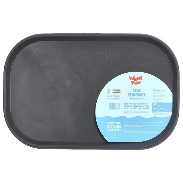 West Paw Seaflex Doggie Placemat – Less Mess Placemats for Dogs, Cats, Pets for Quiet Feeding – Eco-Friendly – Dishwasher Safe, Non-Toxic, Non-Slip – Raised Edges to Hold Dog Bowls, Sea Fog