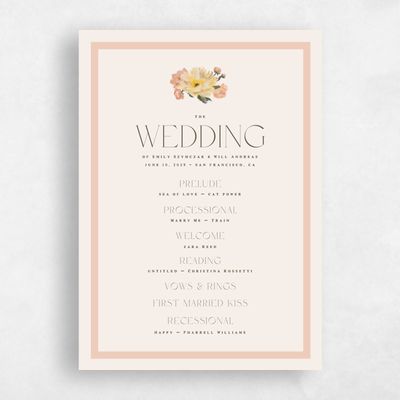 Peach, Orange Wedding Program - Ashling