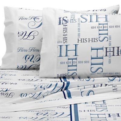 Bed Hog® His and Hers Reversible Sheet Set in Blue