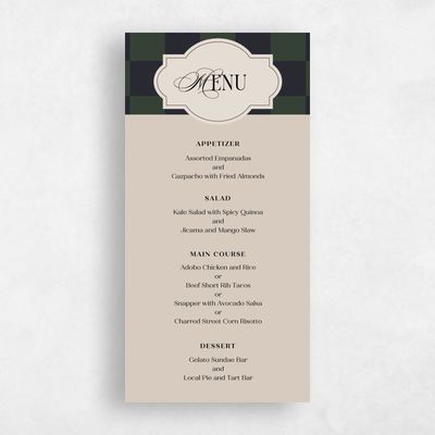 Deep Forest, Green Wedding Menu - Sarlat