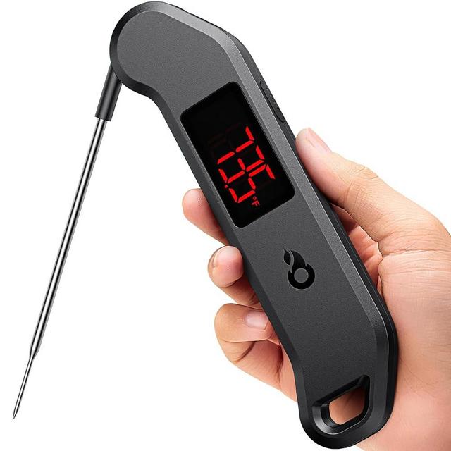 ThermoMaven Professional Meat Thermometer Digital, 1 Sec Truly Instant Read, NIST Certified Accurate to ±0.5℉, Ultra Bright LED Screen, 100% Waterproof, Motion-Sensing Wake/Sleep, Black