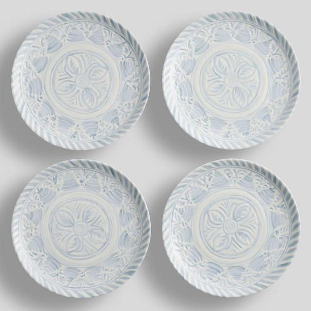 Chambray Tile Melamine Dinner Plates, Set of 4