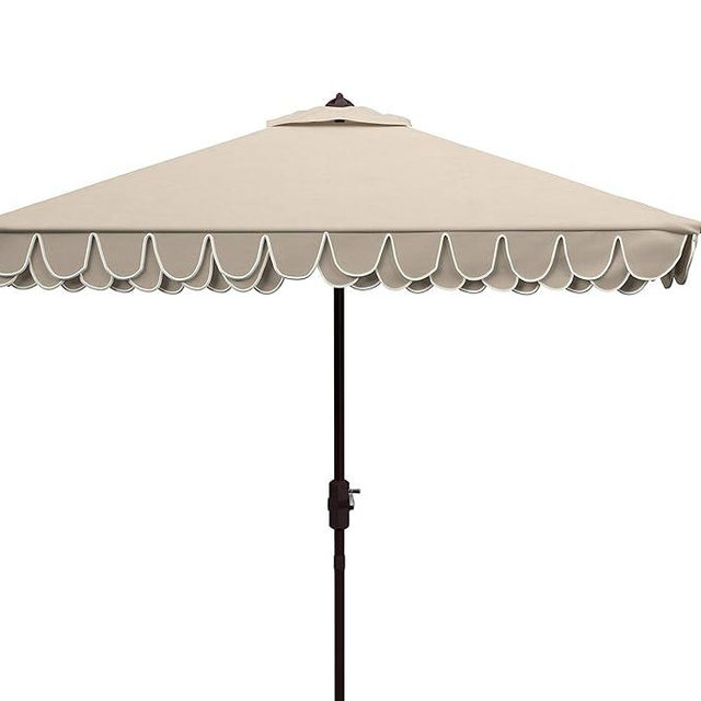 Safavieh Outdoor Elegant Valance White and Black 7'6" Square UV Protected Umbrella, White/Black