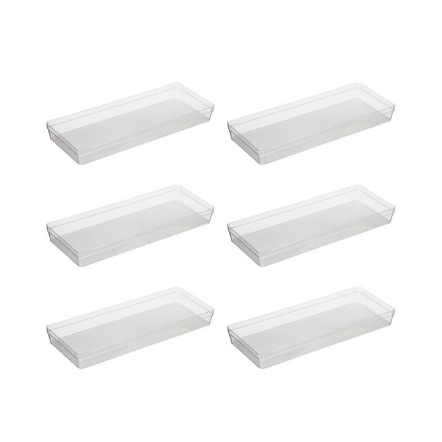 OGGI Set of 6, 6.25" X 15.75" Clear Drawer Organizer