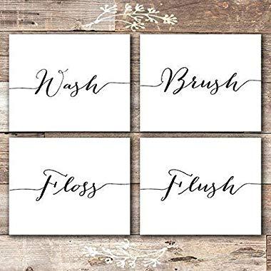 Bathroom Decor Art Prints (Set of 4) - Unframed - 8x10s
