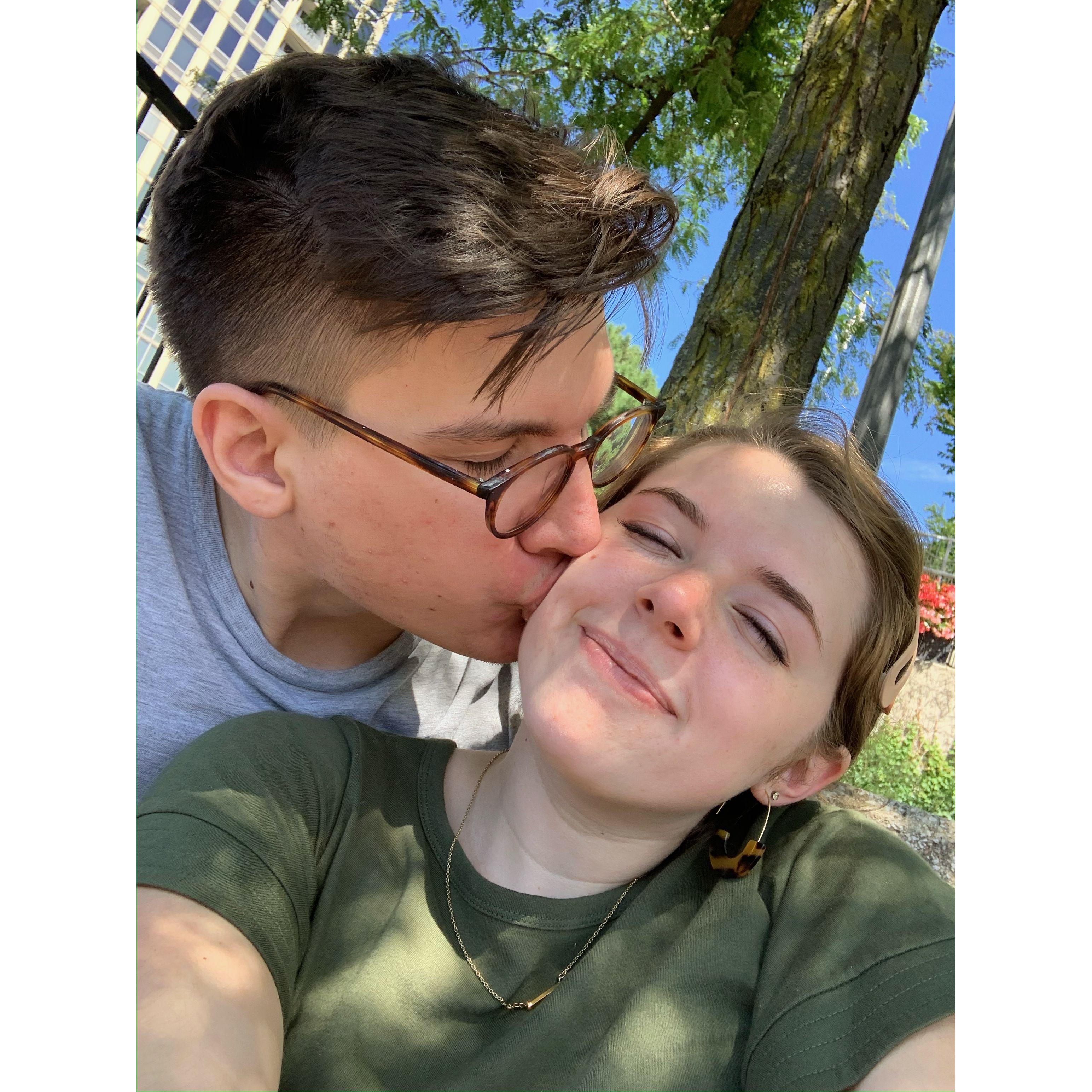 Reunited after Covid forced long distance.