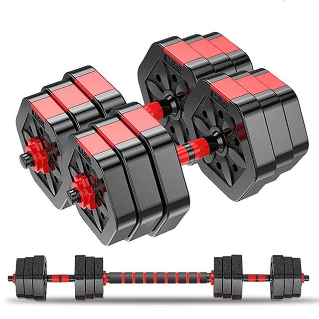 GoXccess Weights Dumbbells Set-Adjustable Dumbbells for Men and Women-Weights Dumbbell Set for Lifting-Barbell Weight Equipment Set with Connecting Rod-Pair of 44lbs