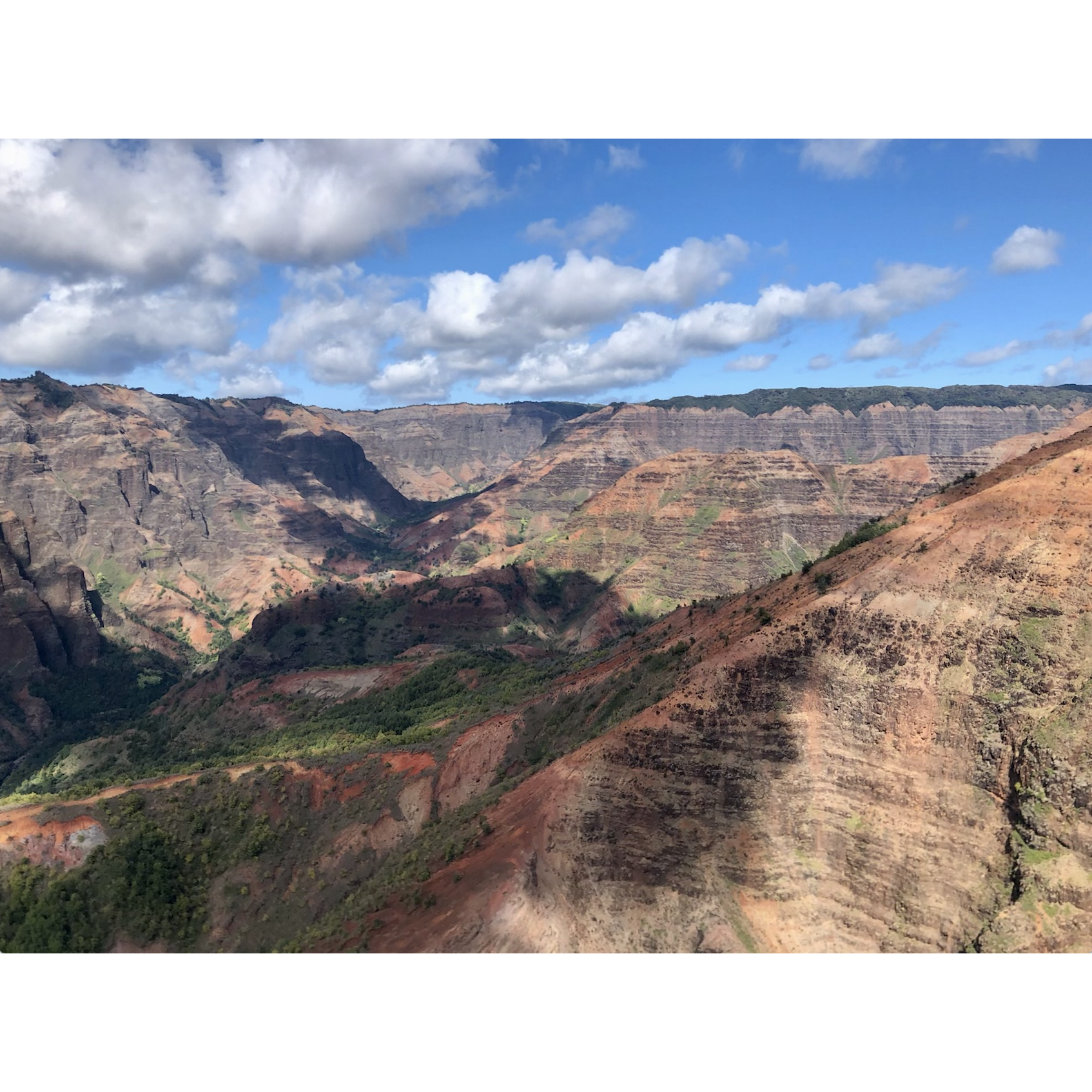 The view of Waimea Canyon (the "Grand Canyon of the Pacific") from our helicopter.