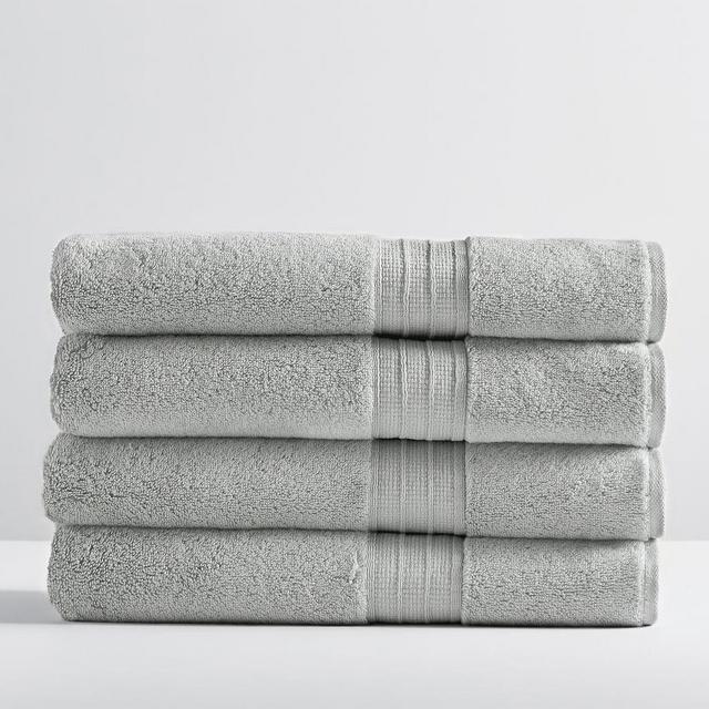 Heathered Gray Hydrocotton Organic Bath Towels, Set of 4