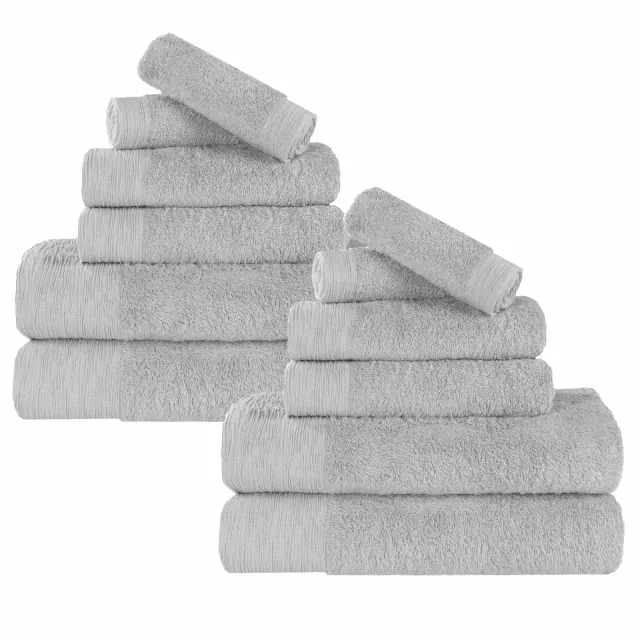Rayon From Bamboo Cotton Blend Eco-Friendly Hypoallergenic Solid 12 Piece Bathroom Towel Set, Platinum - Blue Nile Mills