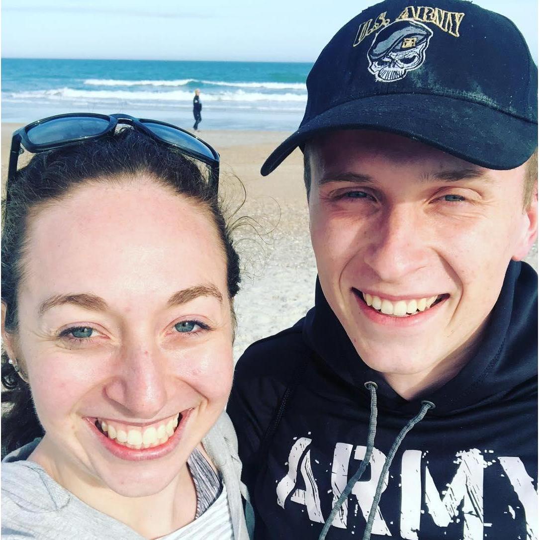 First day trip to the beach in April. We almost froze! :-)