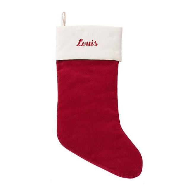 Personalized Velvet Stocking, Red with Ivory Cuff - Medium