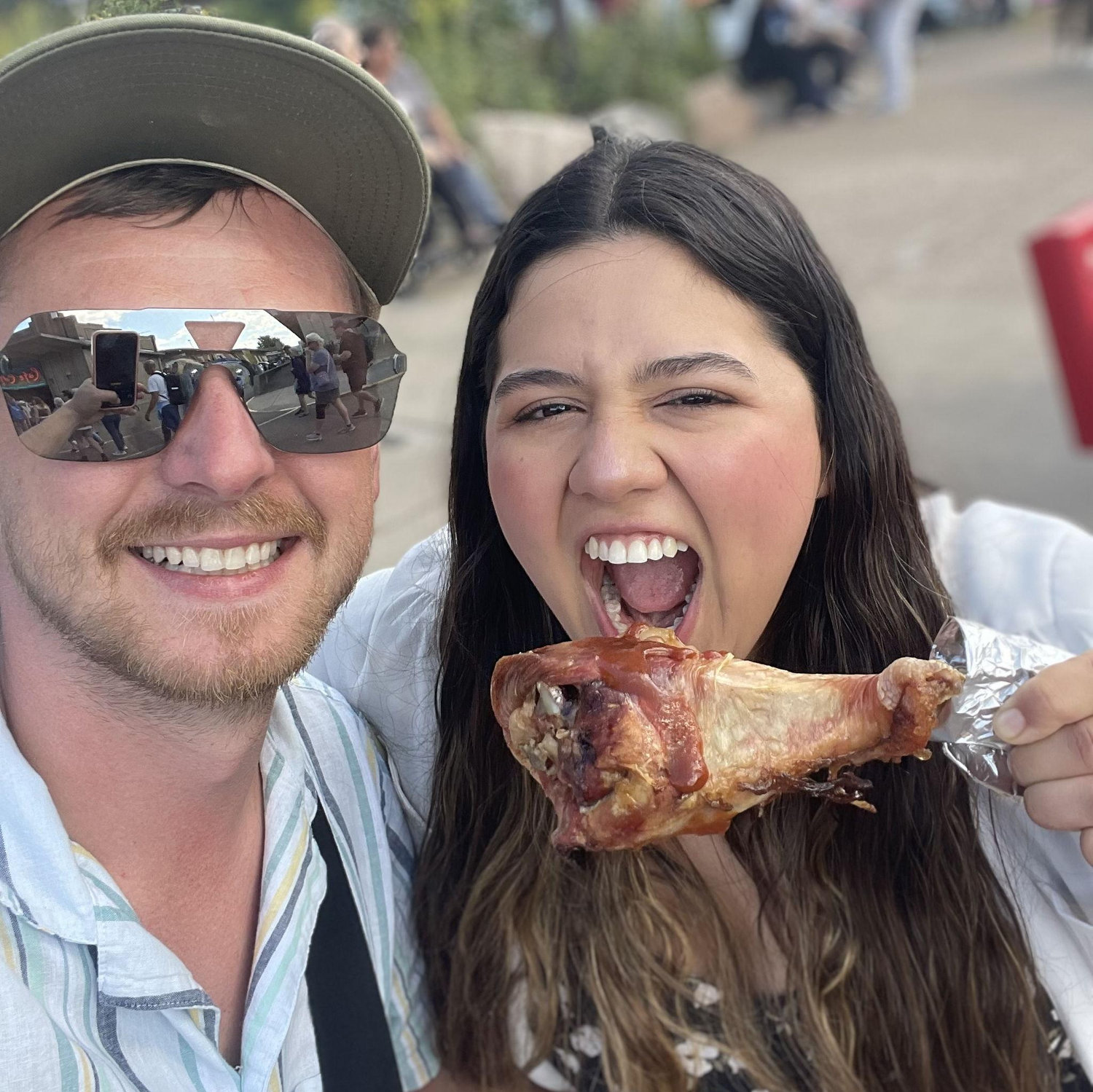 Proof that our love story includes laughter, fun… and very big turkey legs 🦃