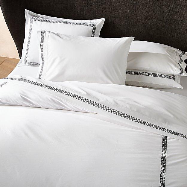 Lior Organic Grey Embroidered Duvet Cover Full/Queen