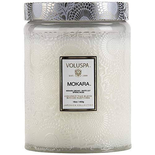 Voluspa Mokara Large Embossed Glass Jar Candle, 16 Ounces