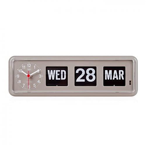 twemco Homeloo German Quartz Retro Day Date Calendar Desk Shelf Wall Flip Clock BQ 38 (Gray)