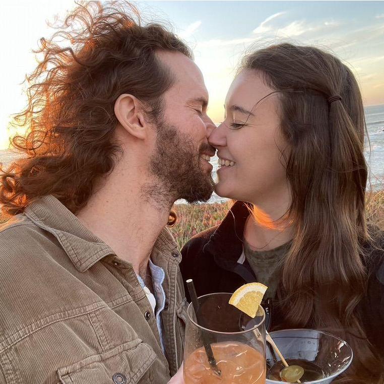 Sharing a sunset kiss in Half Moon Bay