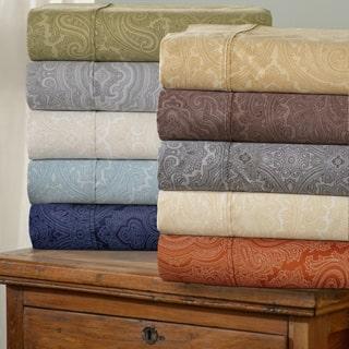 Gray Full size Superior 600 Thread Count Italian Paisley Cotton Blend Sheet Set