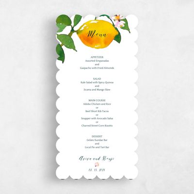 White Scalloped Wedding Menu - Folly