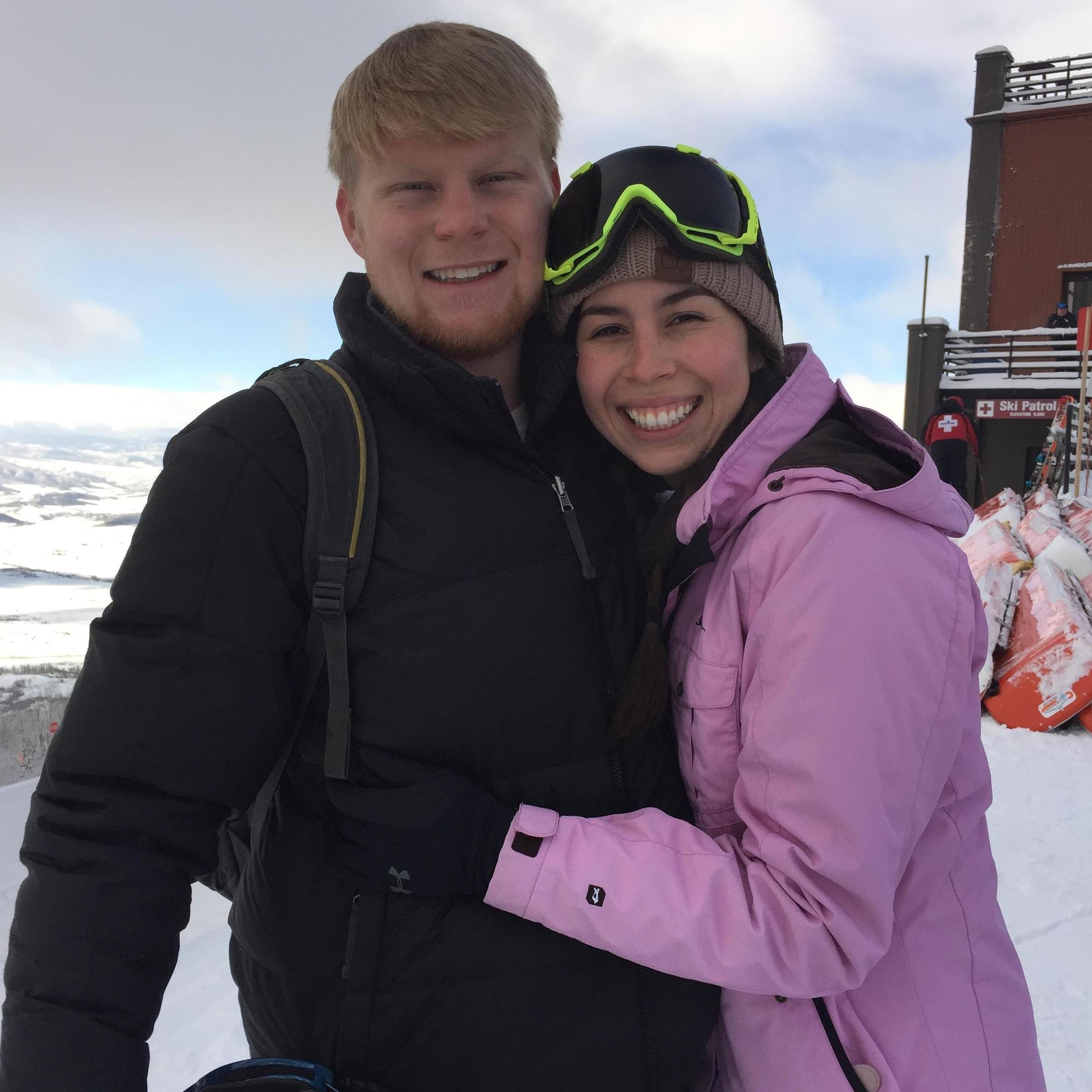 Bet you can't guess which one of us is the better skier!