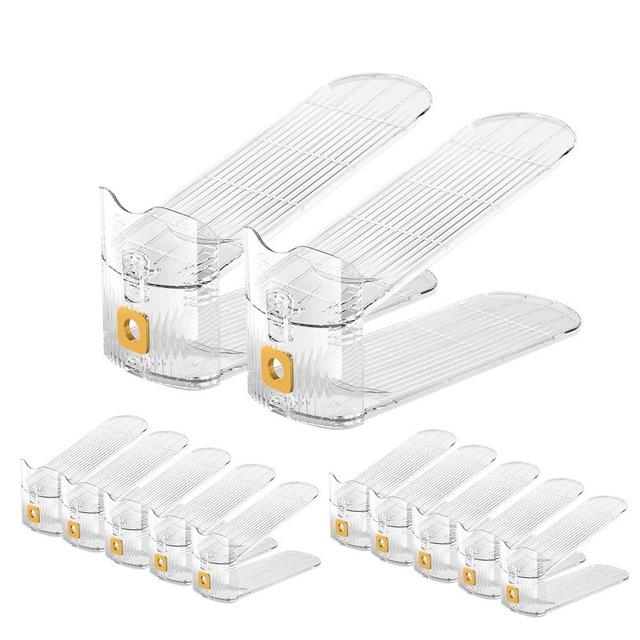 CiBiZi Clear Shoe Slots Organizers Shoes Stacker Organizer for Closet Shoe Stackers for a Pair of Shoes Shoe Display Shelf Organizador de Zapatos Shoe Rack Holders Space Saver Clear 12PACK