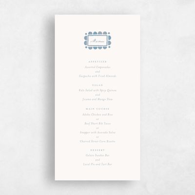 Powder Blue Wedding Menu - Fayvel