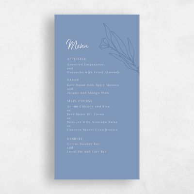 Denim Blue Wedding Menu - Pistoia