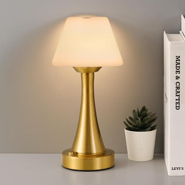 URLIGHTS LED Cordless Rechargeable Battery Table Lamp,Shower Lamp Waterproof,Touch Stepless Dimmable Nightstand Lights,Portable Night Lights for Outdoor Patio Camping Restaurant Home Bar Living Room