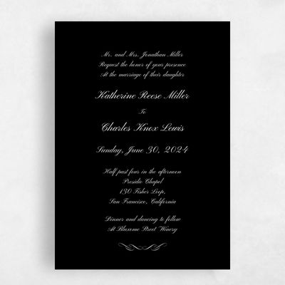 Black Wedding Invitation - Abbey Classic