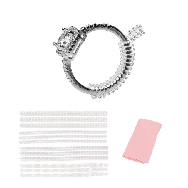 Yaogniy 12-Pack Ring Sizer for Loose Rings, 4 Sizes Invisible Ring Size Adjuster, Spiral Bands Size Resizer, Clear TPU Rings Guards for Women Men, No Cut Comfortable Band Tightener Fits 2-6mm Bands