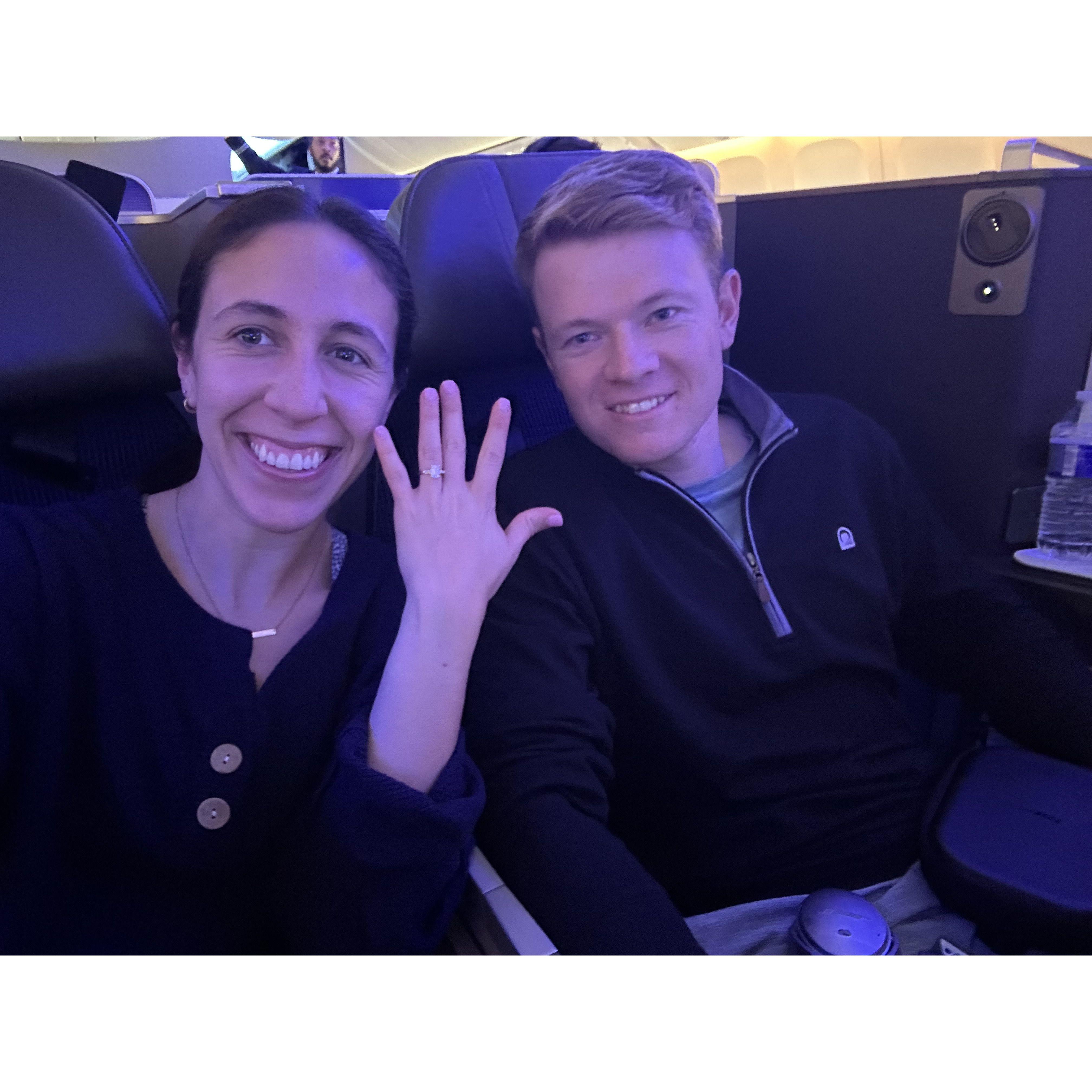 Enjoying First Class coming back to DC after our Italy trip. Clouds, 2023