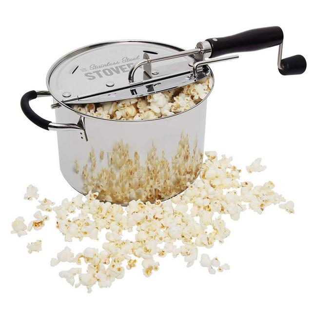 Time for Treats StovePop Stove-Top Popcorn Popper, 6 Quart, Stainless Steel