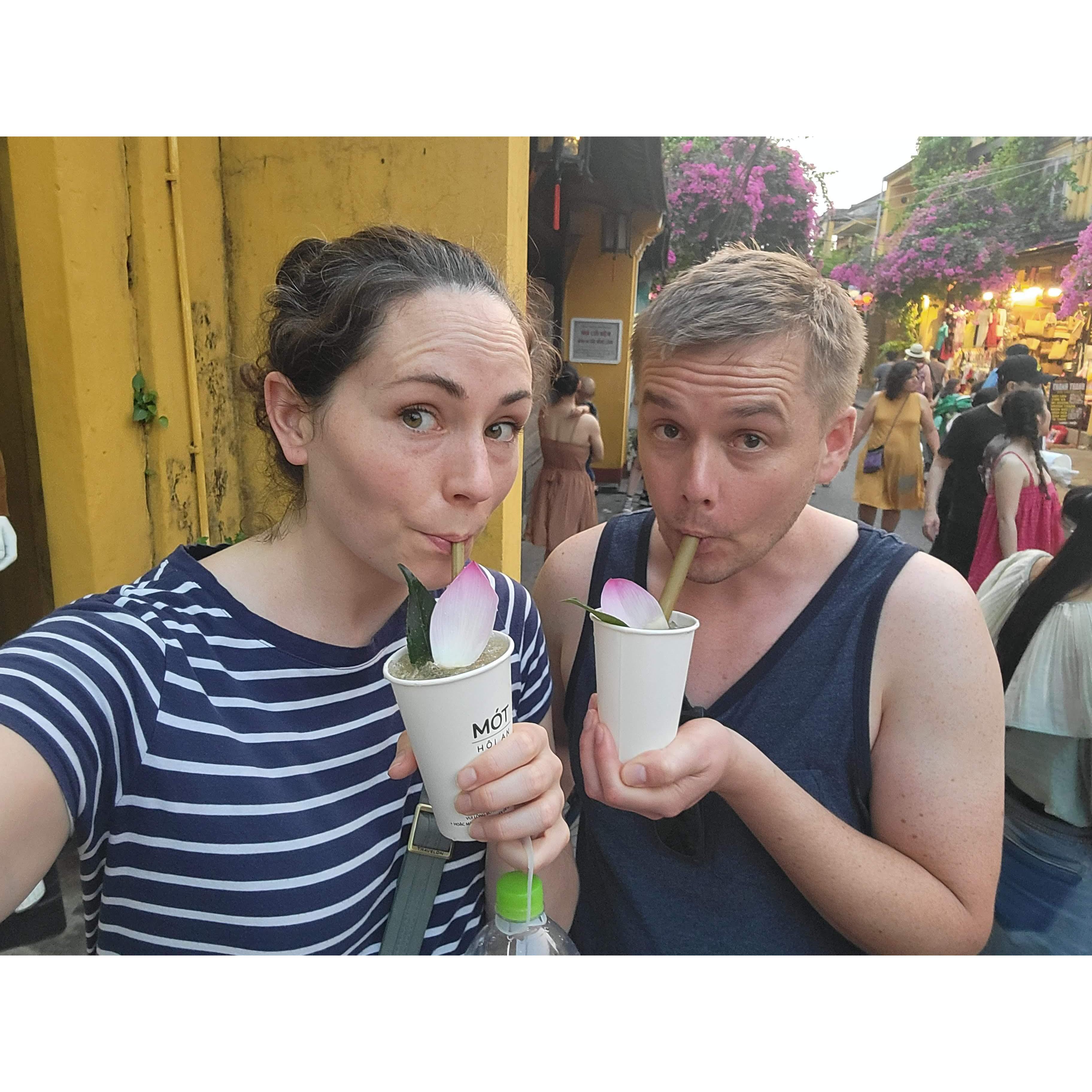 A refreshing cold beverage in humid Vietnam