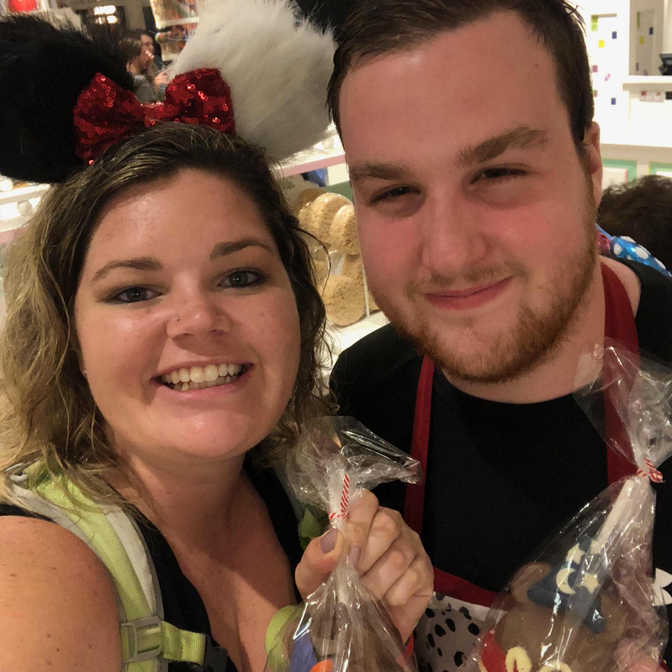 Mickey's Not So Scary Halloween Party in August of 2018.  We had to get our favorite Mickey treat- carmel apples!